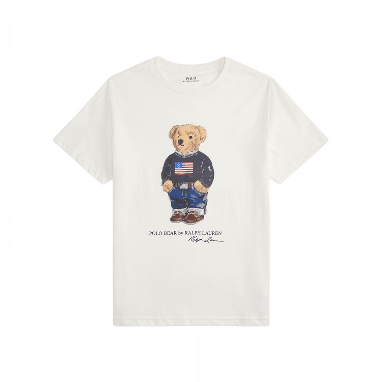 RALPH LAUREN T-shirt bianca Polo Bear bambini