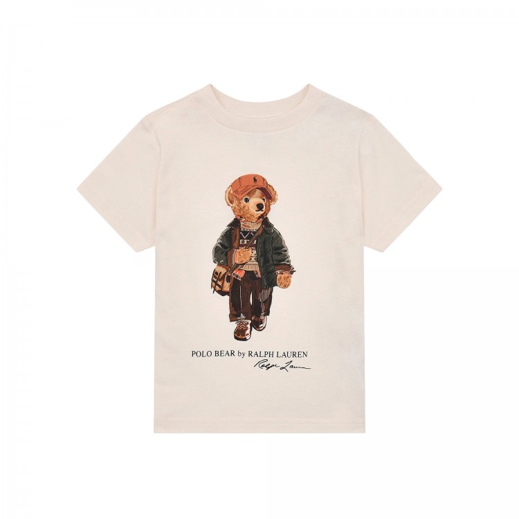 RALPH LAUREN T-shirt panna Polo Bear bambini