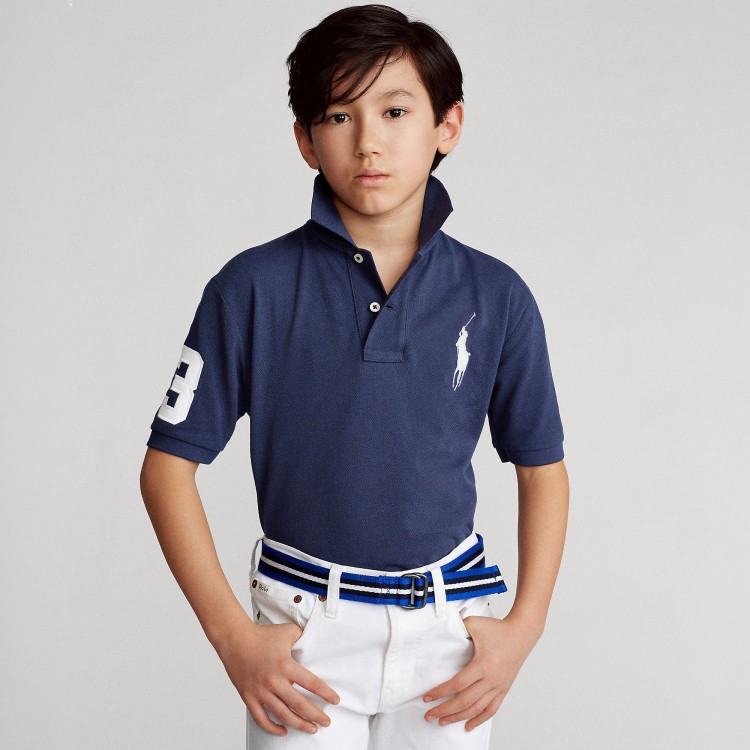 RALPH LAUREN Polo blu navy in piqué Big Pony bambino