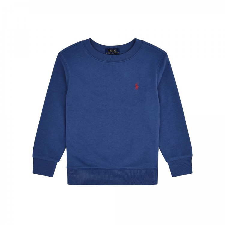 RALPH LAUREN Felpa blu navy girocollo bambini