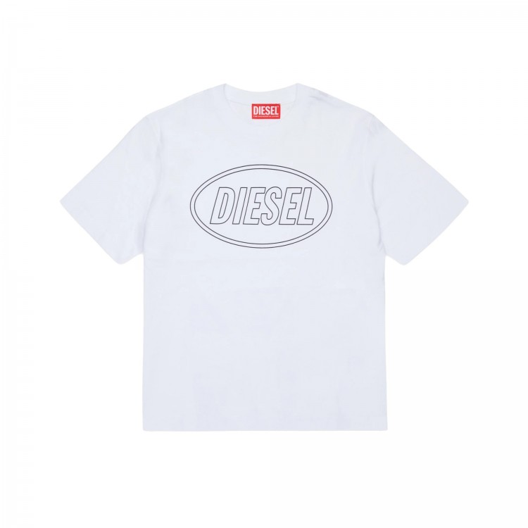DIESEL T-shirt bianca con logo circolare bambini
