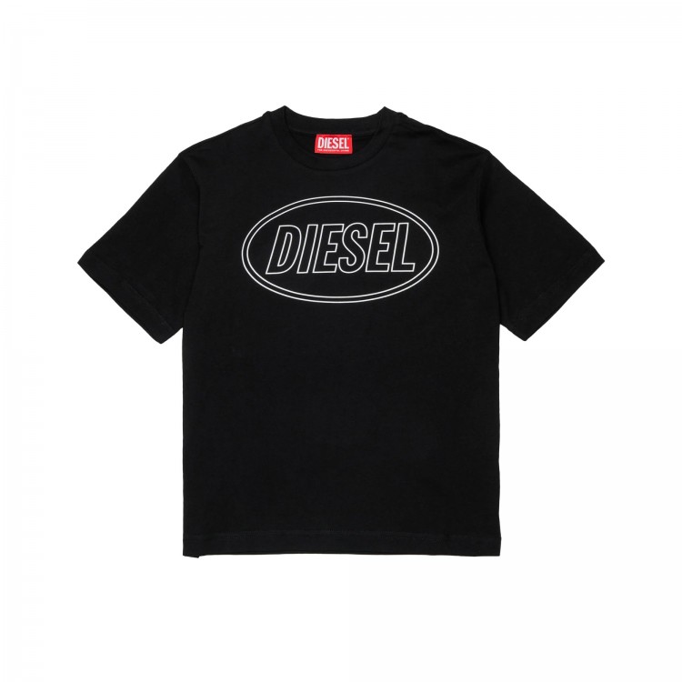 DIESEL T-shirt nera con logo circolare bambini