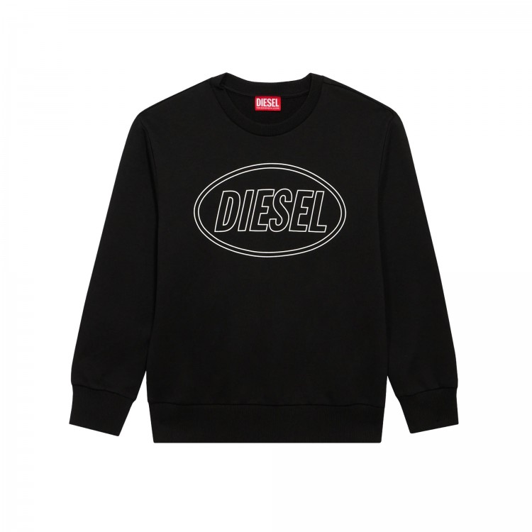 DIESEL Felpa nera con logo circolare bambini