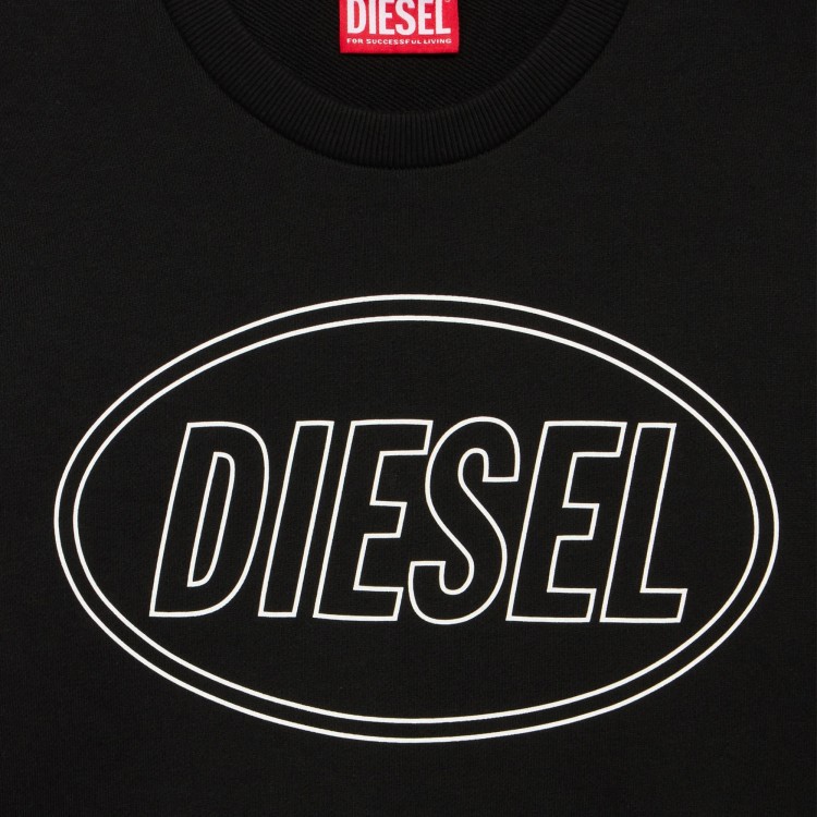 DIESEL Felpa nera con logo circolare bambini