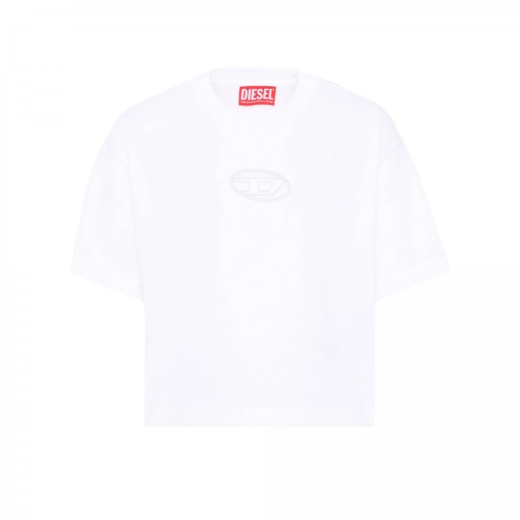 DIESEL T-shirt bianca cropped con logo bambina