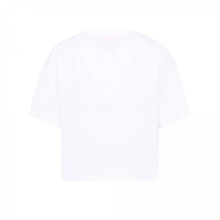 DIESEL T-shirt bianca cropped con logo bambina