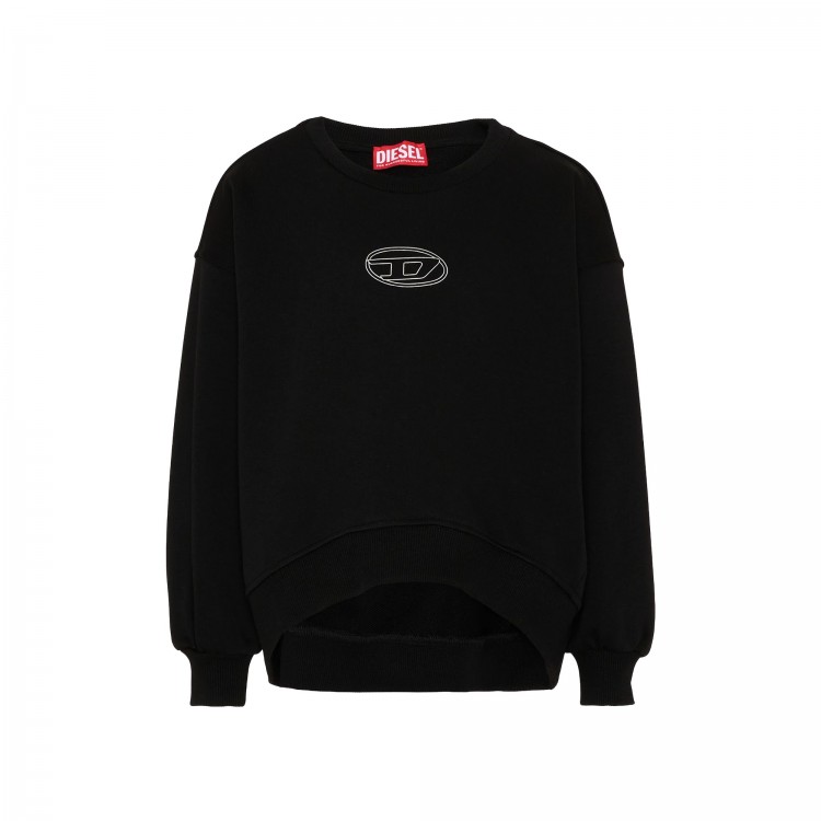 DIESEL Felpa nera girocollo con logo bambina