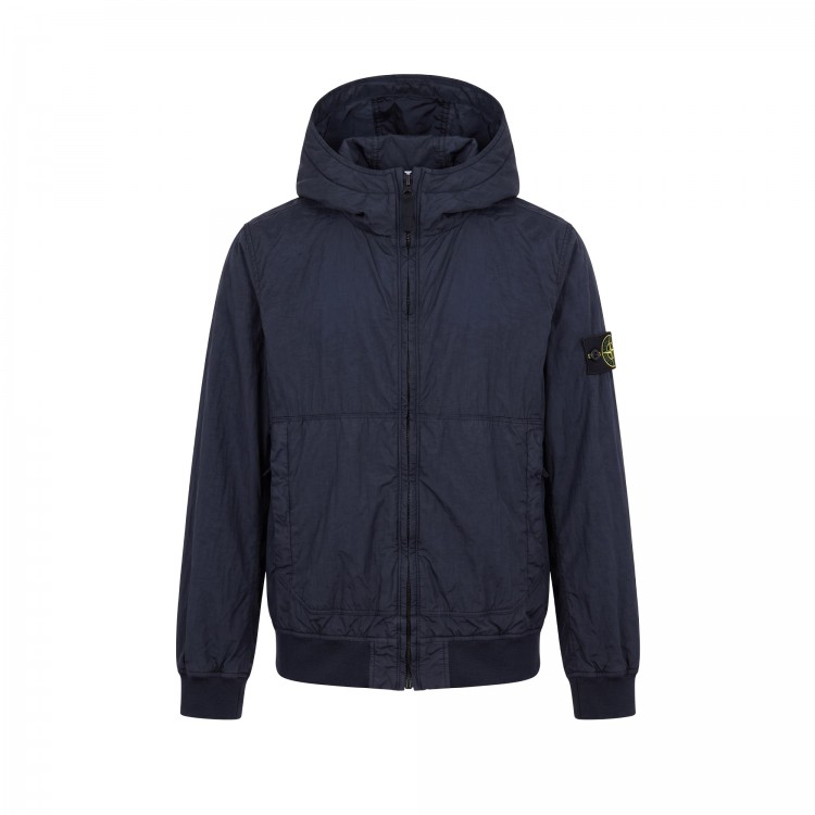 STONE ISLAND Giubbotto blu navy con cappuccio bambini