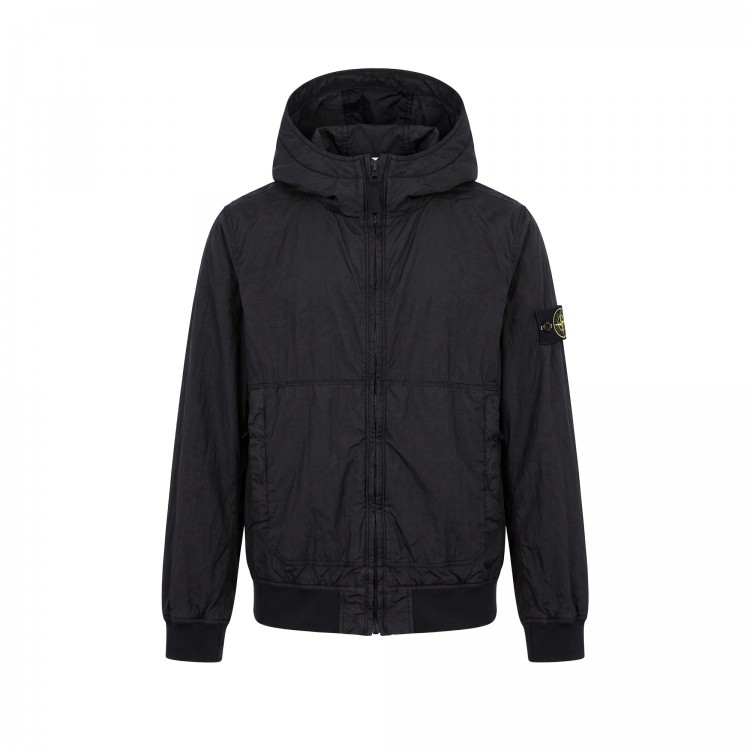 STONE ISLAND Giubbotto nero con cappuccio bambini