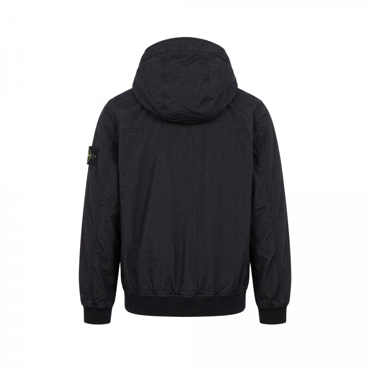 STONE ISLAND Giubbotto nero con cappuccio bambini