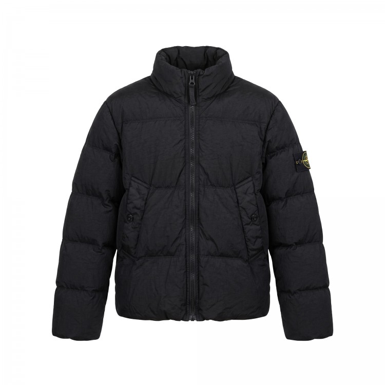 STONE ISLAND Giubbotto nero in vera piuma bambini
