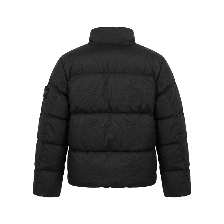 STONE ISLAND Giubbotto nero in vera piuma bambini