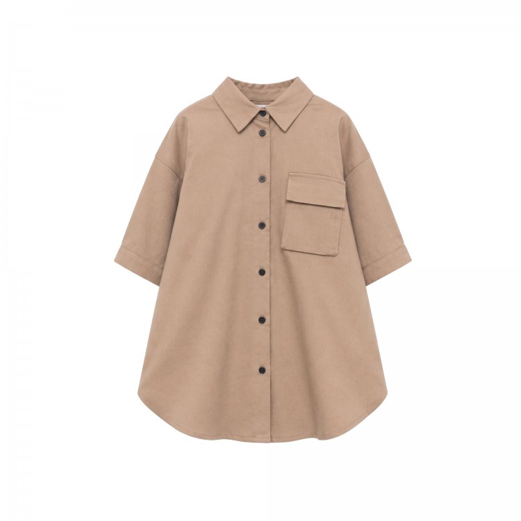 DOUDOU Abito beige a camicia bambina