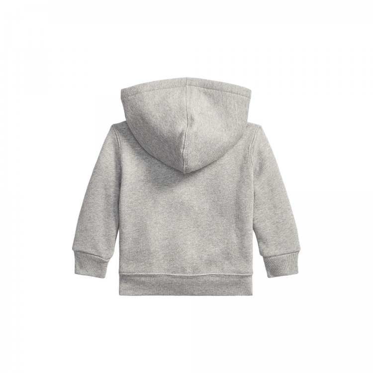RALPH LAUREN Felpa grigia full-zip con cappuccio neonati