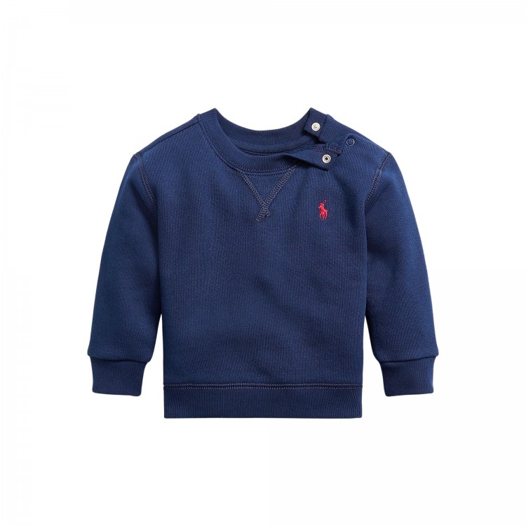RALPH LAUREN Felpa blu navy girocollo neonati