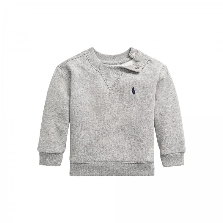 RALPH LAUREN Felpa grigia girocollo neonati