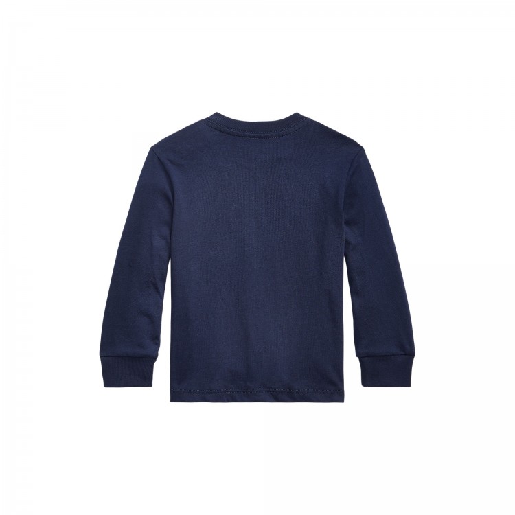 RALPH LAUREN T-shirt blu navy a maniche lunghe neonati