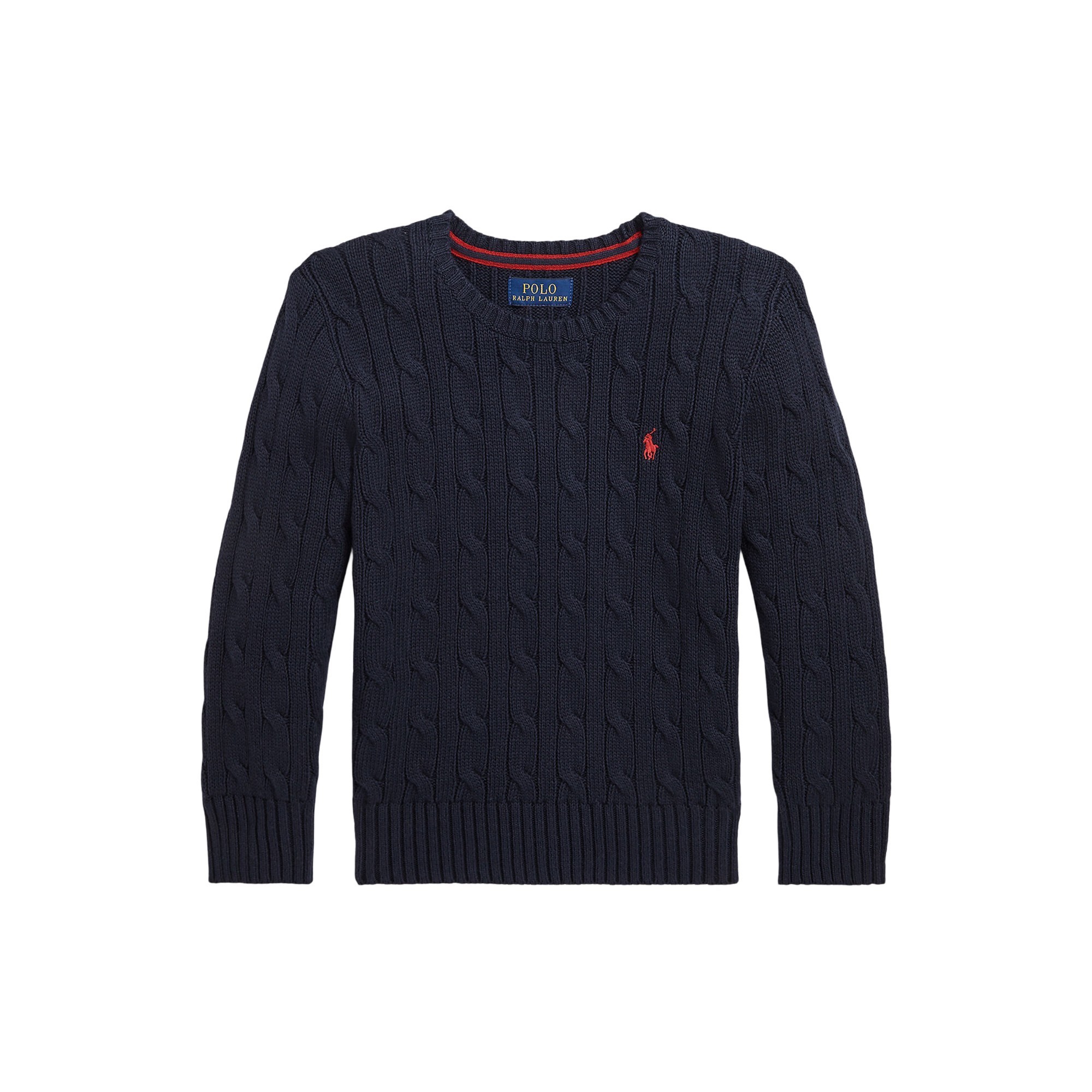 RALPH LAUREN Maglia blu navy in cotone a trecce bambini