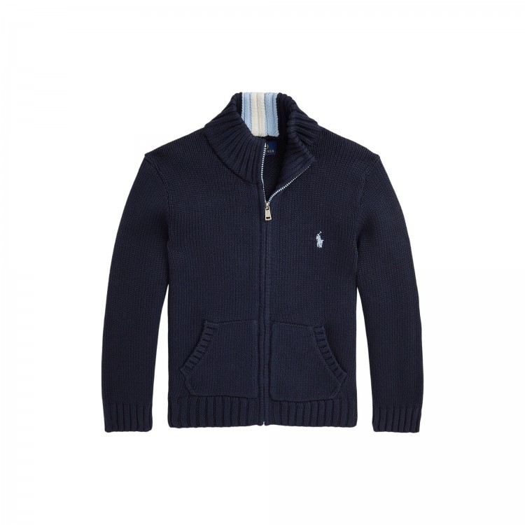 RALPH LAUREN Maglia blu navy full-zip bambini