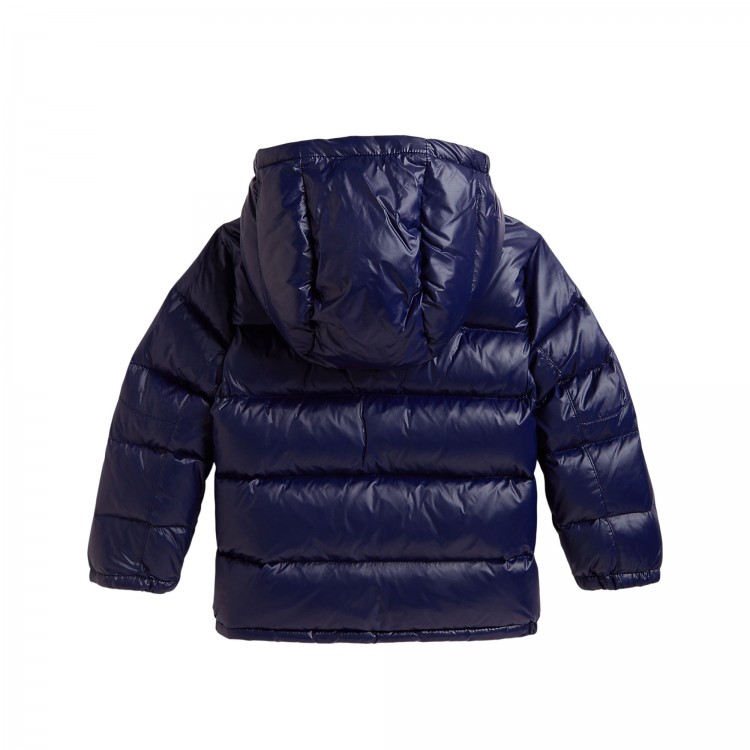 RALPH LAUREN Giubbotto blu navy lucido bambini