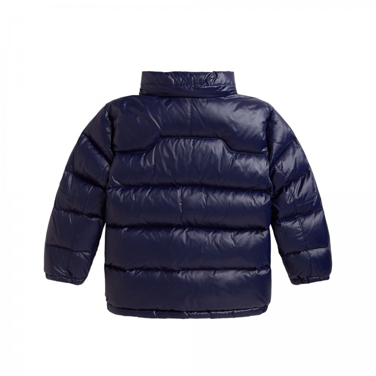 RALPH LAUREN Giubbotto blu navy lucido bambini