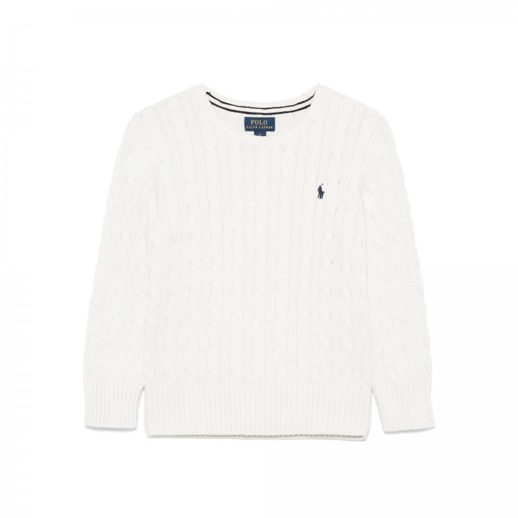 RALPH LAUREN Maglione bianco a trecce bambini