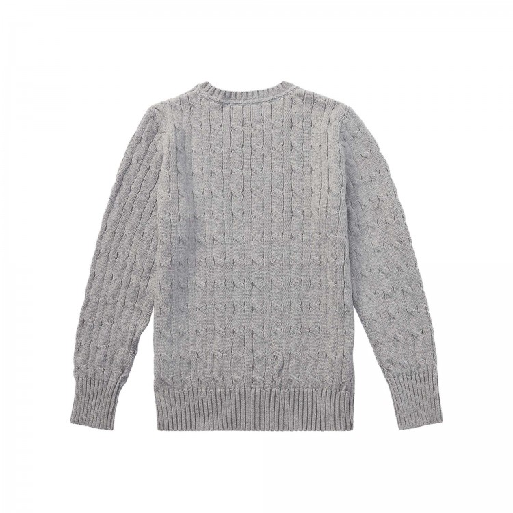 RALPH LAUREN Maglia grigia in cotone a trecce bambini