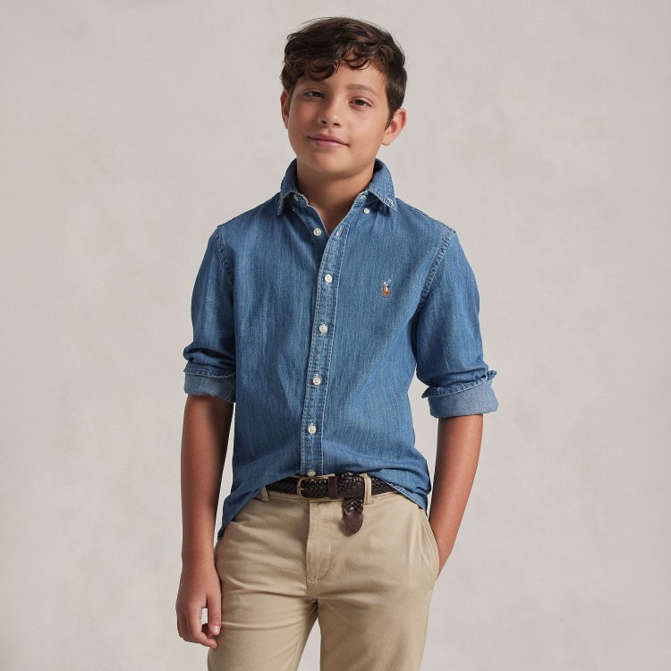 RALPH LAUREN Camicia in cotone chambray bambino