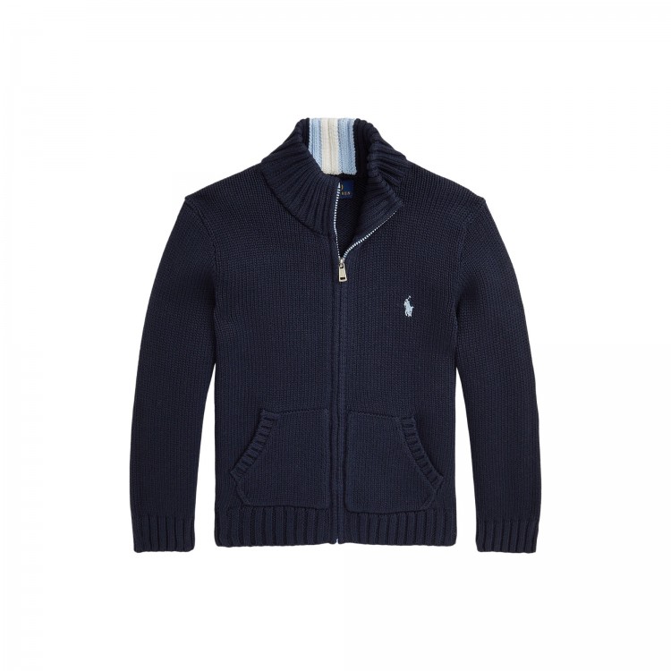 RALPH LAUREN Maglia blu navy full-zip bambini