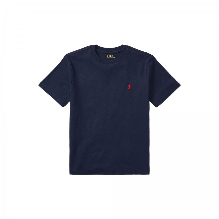 RALPH LAUREN T-shirt blu navy Pony rosso bambini