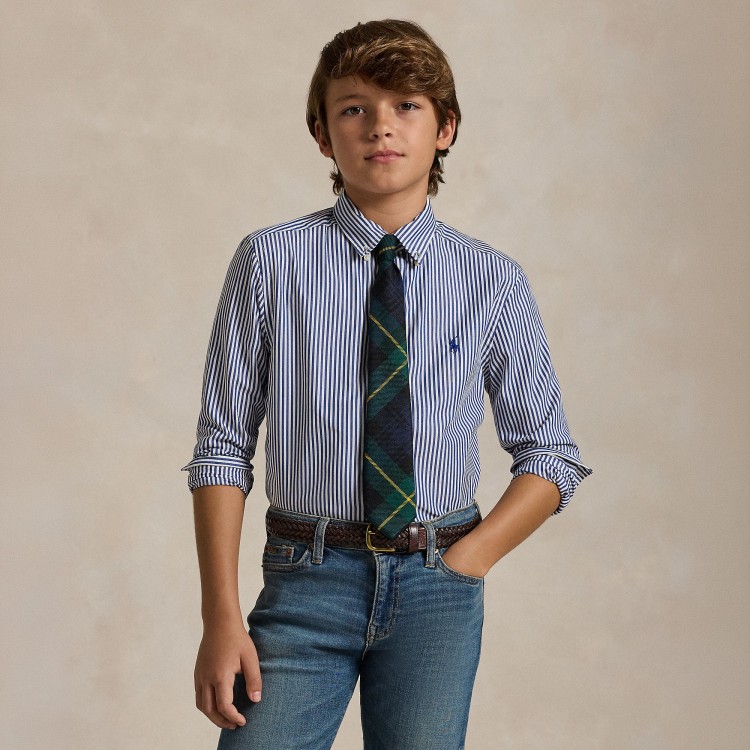 RALPH LAUREN Camicia a righe blu navy bambino