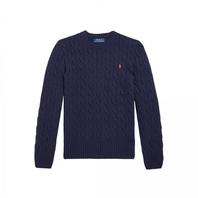 RALPH LAUREN Maglione blu navy cashmere bambini