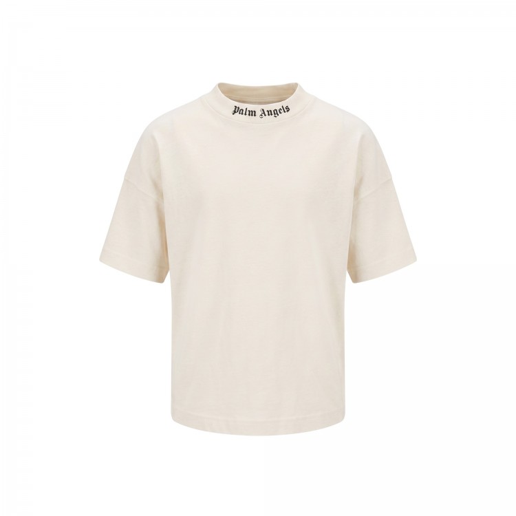 PALM ANGELS T-shirt panna con logo sul collo bambino (controlla colore)