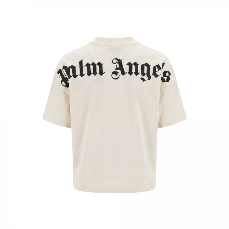 PALM ANGELS T-shirt panna con logo sul collo bambino (controlla colore)