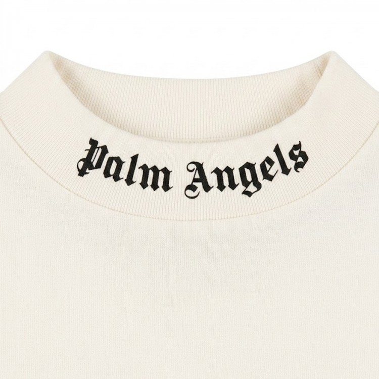 PALM ANGELS T-shirt panna con logo sul collo bambino (controlla colore)