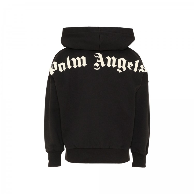 PALM ANGELS Felpa nera full-zip con logo bambino
