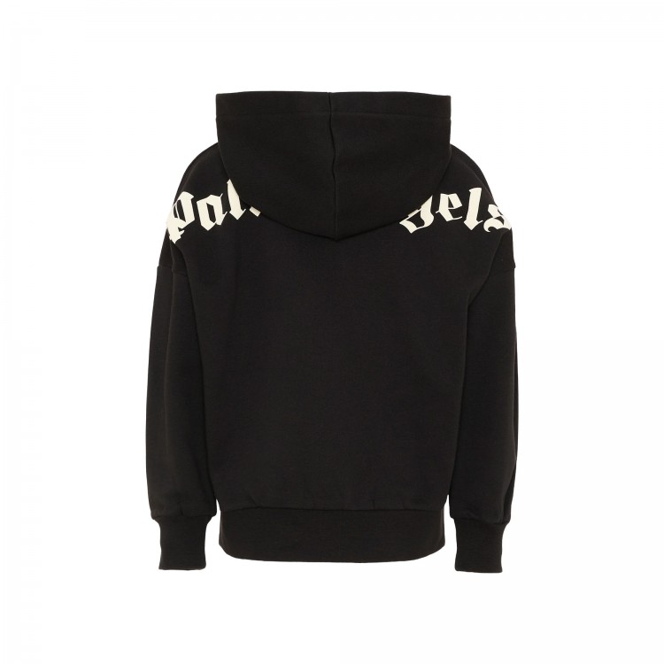 PALM ANGELS Felpa nera full-zip con logo bambino