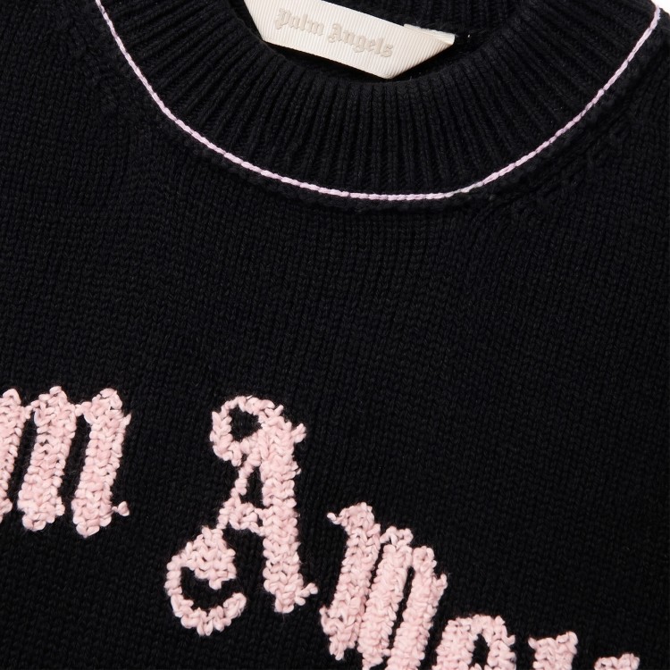 PALM ANGELS Maglione nero con logo bambina