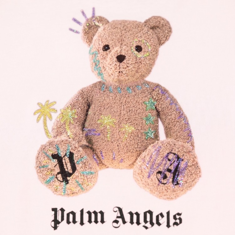 PALM ANGELS T-shirt rosa con stampa Bear bambina