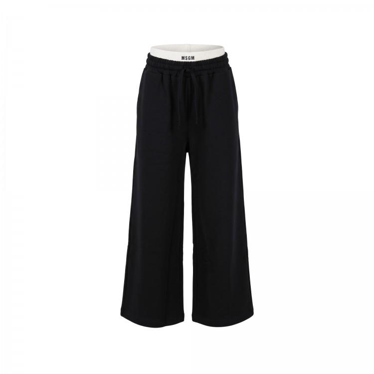 MSGM Pantalone nero wide leg bambina