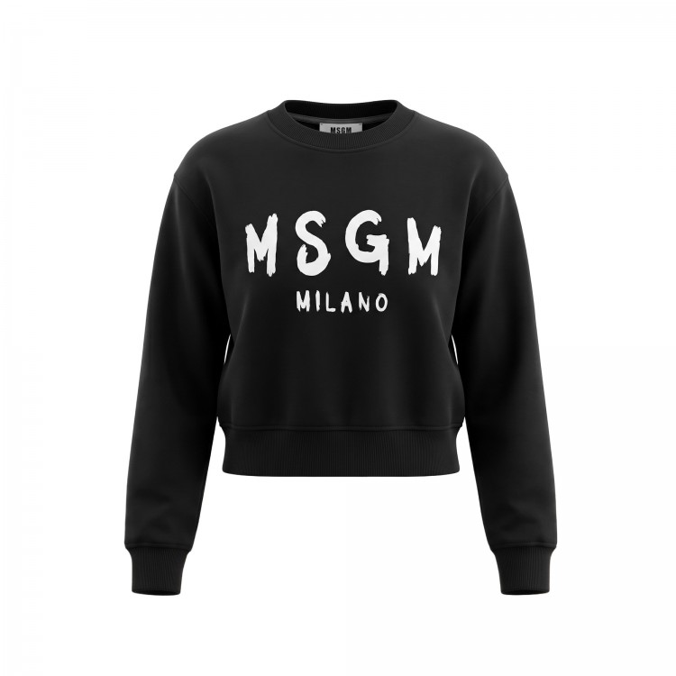 MSGM Felpa nera girocollo con stampa bambina