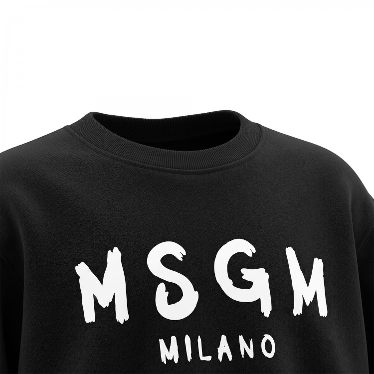 MSGM Felpa nera girocollo con stampa bambina