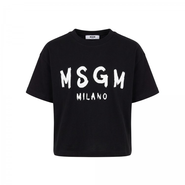 MSGM T-shirt nera con logo bambina