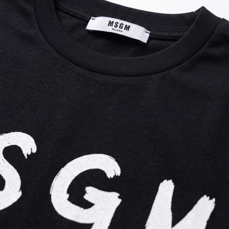 MSGM T-shirt nera con logo bambina