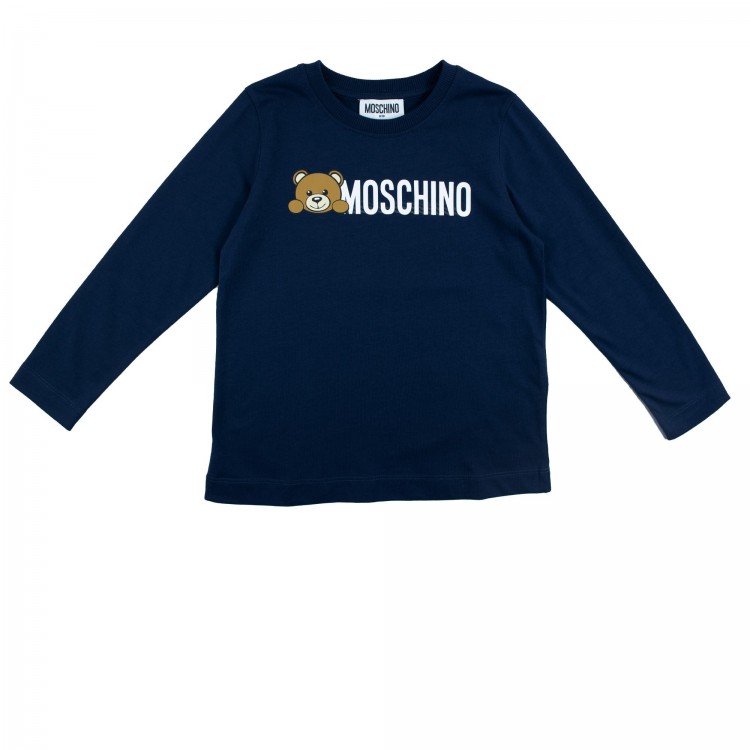 MOSCHINO T-shirt  stampata blu bambino