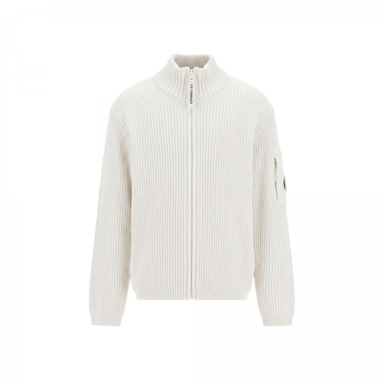 C.P. COMPANY MAGLIA C/ZIP.GAUZE WHITE