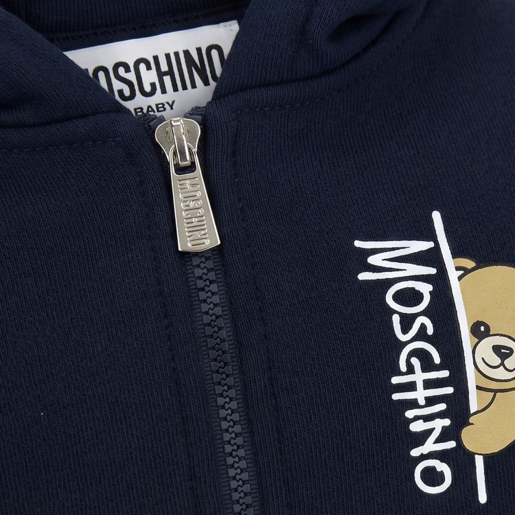 MOSCHINO FELPA ZIPPATA C/CAPP.BLU NAVY