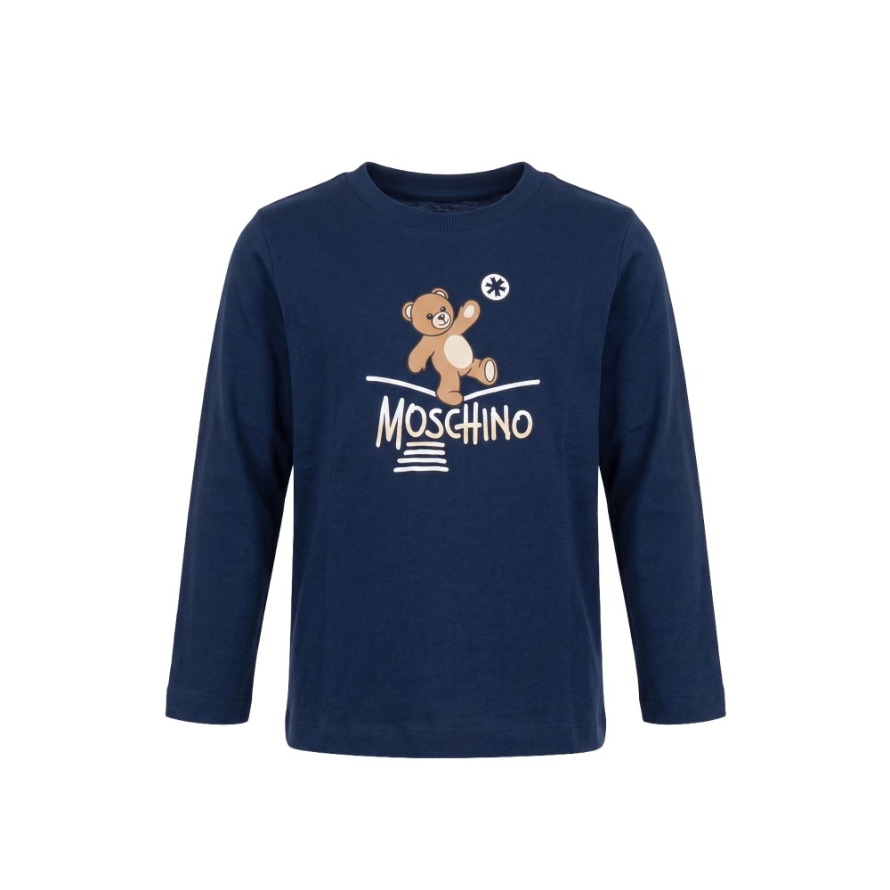 MOSCHINO T-SHIRT M/L.BLU NAVY
