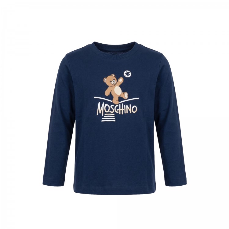 MOSCHINO T-SHIRT M/L.BLU NAVY