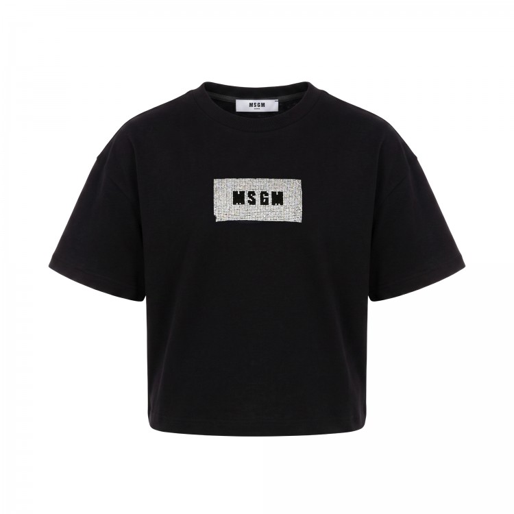 MSGM BOXY JERSEY T-SHIRT  GIRL NERO/BLACK